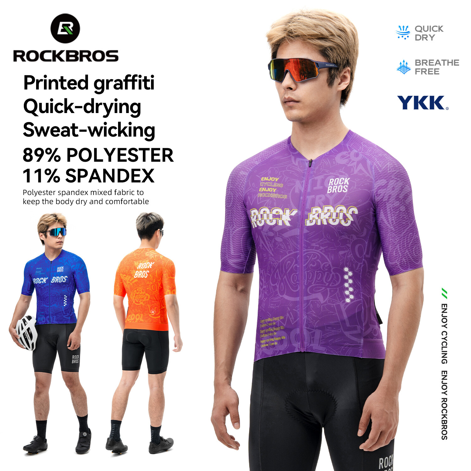  Rockbros Áo đi xe đạp in ấn người đàn ông Pro đội đua xe đạp nhanh khô tay ngắn thoáng khí xe đạp leo núi hàng đầu 