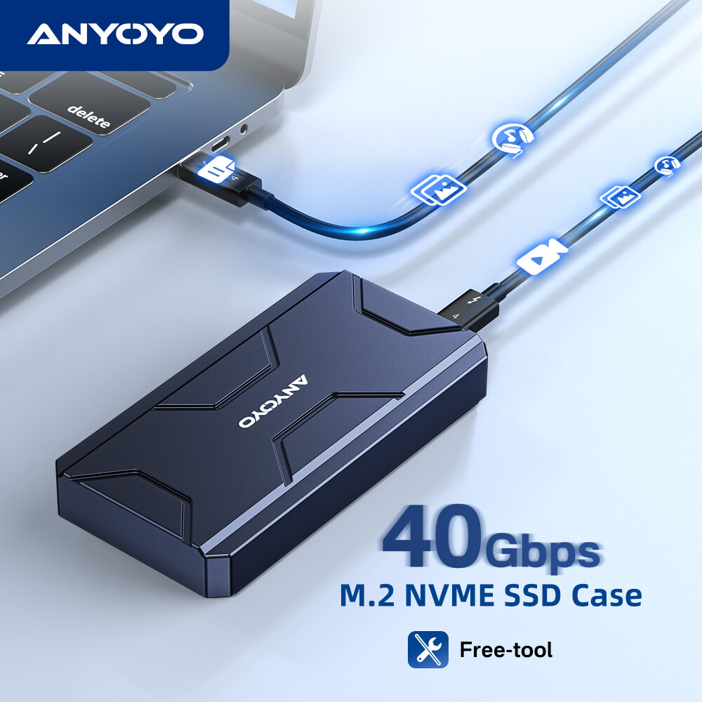 Anyoyo 40Gbps NVMe Enclosure,  SSD Enclosure for USB4.0/3.2/3.1/3.0/2.0, USB C Enclosure Compatible with Thunderbolt 3/4 Devices, Support 2280 M&B+M-Key - ยี่ห้อ Anyoyo ราคา 2,504 บาท*ส่งฟรี
