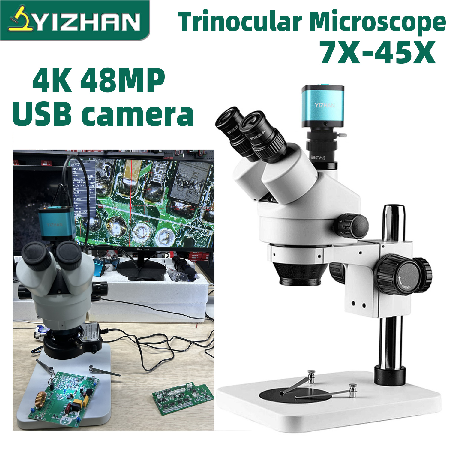 7X-45X Trinocular Stereo Microscope PCB Soldering Mobile Phone Repair Tool with Gift (LED Light) ราคา 10,787 บาท*ส่งฟรี