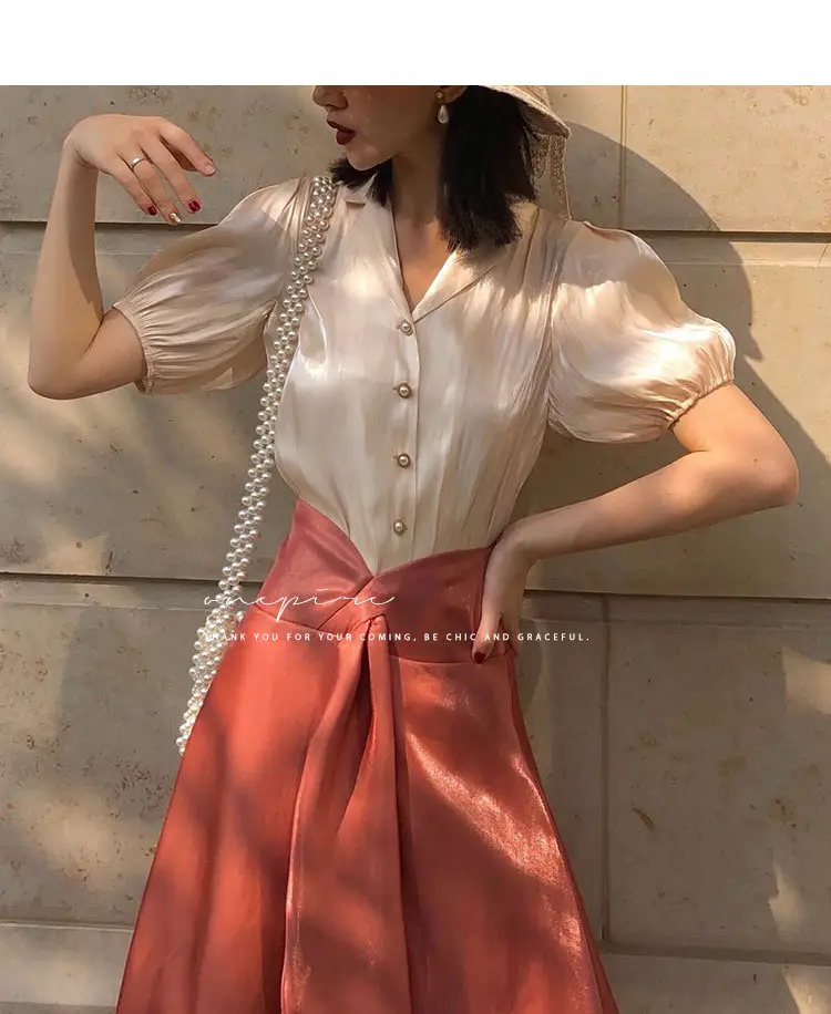 satin blouse skirt