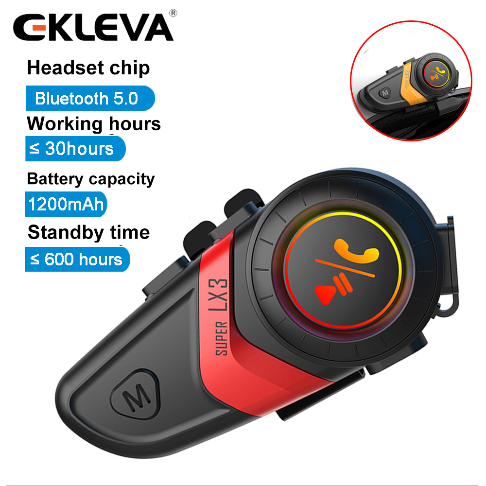 EKLEVA LX3 Motorcycle Helmet Bluetooth Headset Handsfree Wireless Earphone Helmet Waterproof Headphones Music Player With Light Giá 641,058 Đồng*Miễn phí vận chuyển