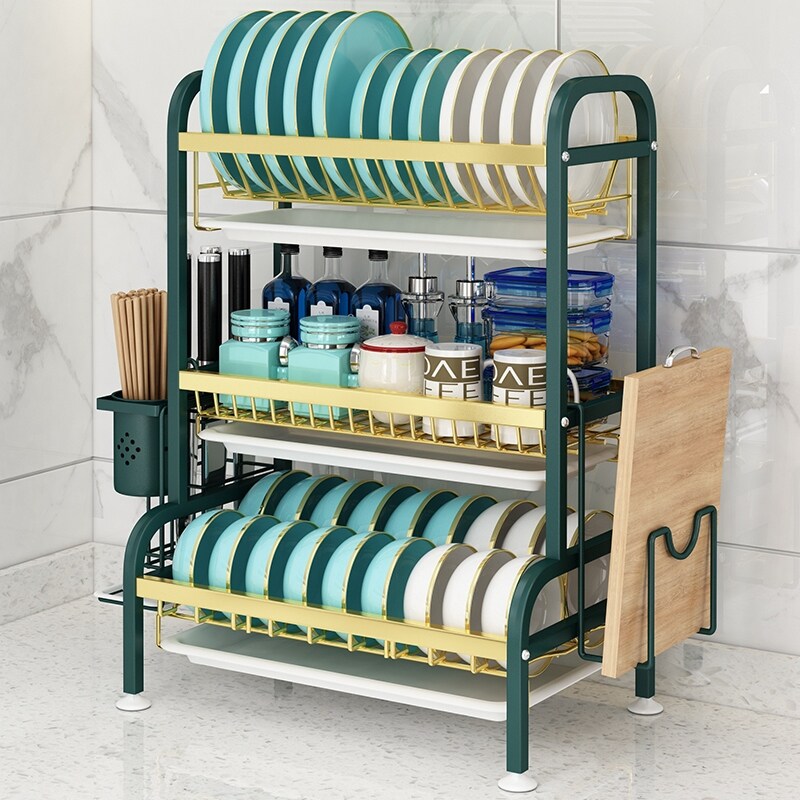 Gambar Stainless steel kitchen dishes to receive wearing mesa multilayer frame chopsticks dishes drop tool cutting board receive shelf