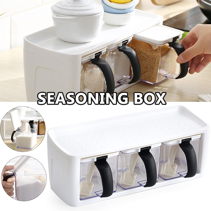 Gambar Seasoning Box Set Wall mounted Free Punching And Space saving Kitchen Shelf Combined Storage Box Cocina Gadget Conjuntos