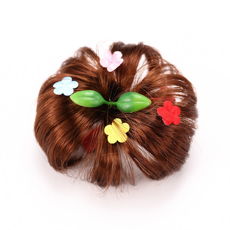 Tóc Giả Trẻ Em TSE Với Kẹp Tóc Tóc Giả Nữ Công Chúa, Kiểu Búi Tóc Hoa Cài Tóc Kẹp Bé Gái, Phụ Kiện Tóc P08 1 Pair