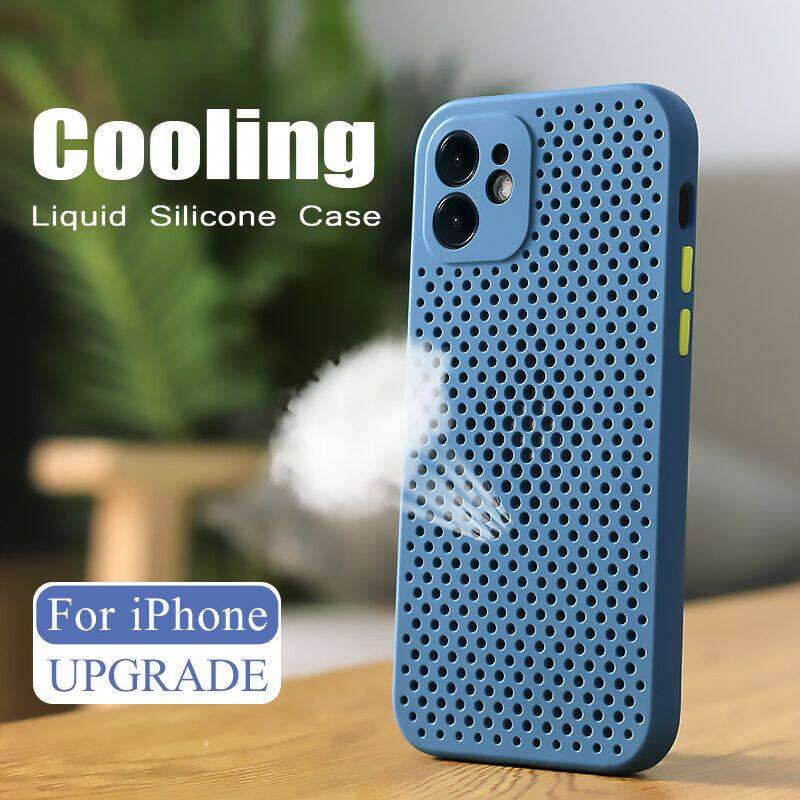 CrashStar Cooling Heat-dissipating Soft Silicone Shockproof Phone Case For iPhone 14 13 12 11 Pro Max Mini XS XR X 8 7 6 6S Plus + SE 2020 Colorful Radiating Breathable Phone Cover Casing With Full Cover Camera Lens Protection
