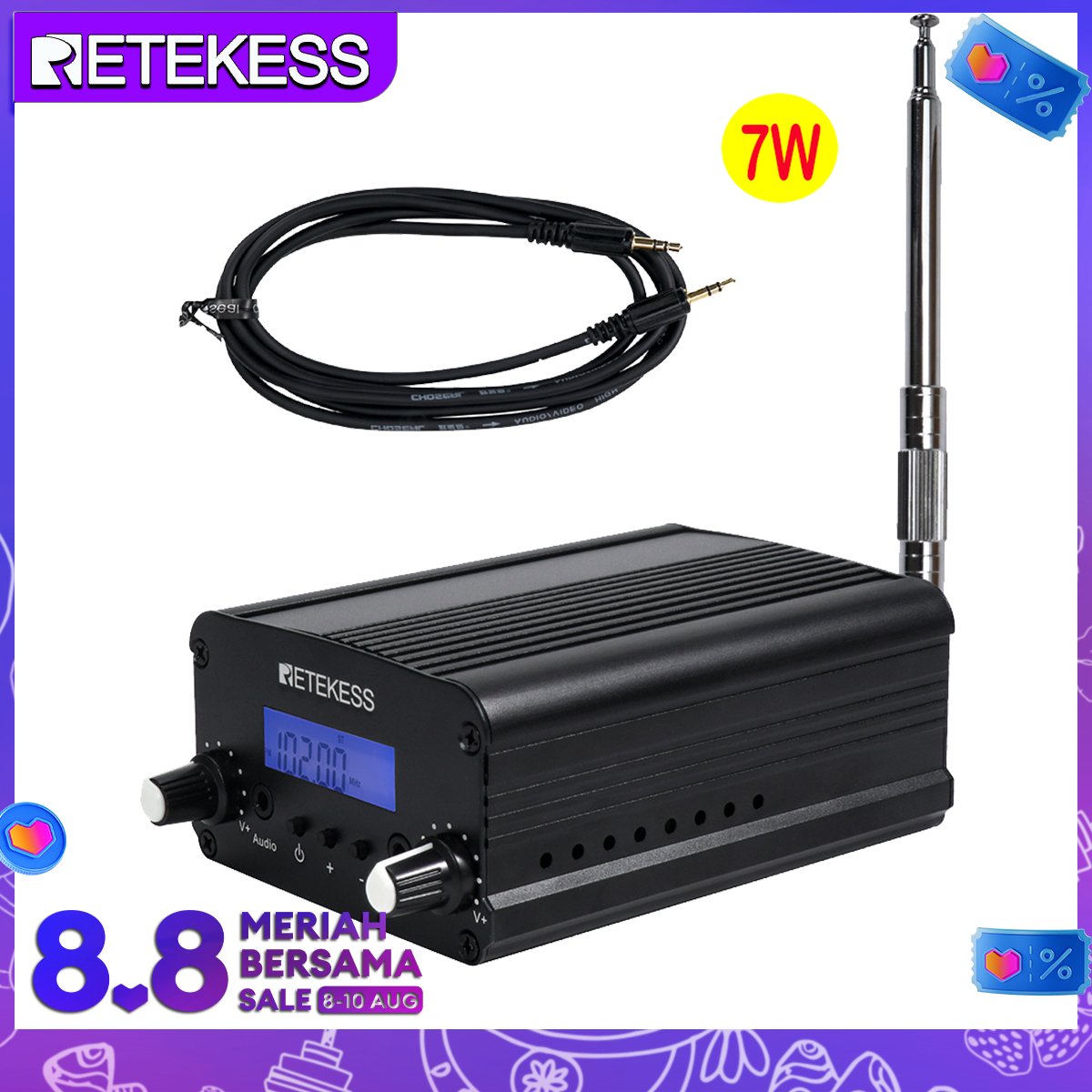 Máy phát sóng radio FM mini không dây Retekess TR508 / TR509 Máy phát trạm âm thanh nổi cho Drive-in Church (Đen)