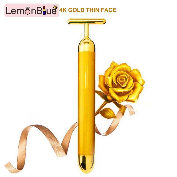 Gambar LemonBlue Slimming 24k Gold Vibration Face Roller Massager Stick Lift Skin Tightening Wrinkle Bar Beauty Tool
