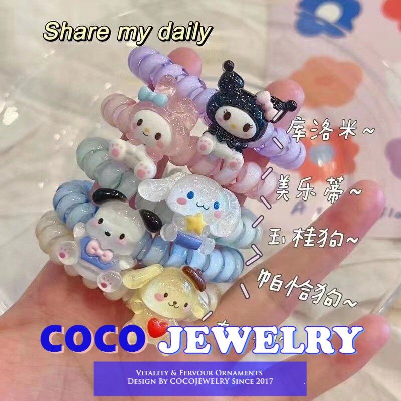 Cocojewelry dễ thương Sanrio Màu dây đeo điện thoại dây buộc tóc in net