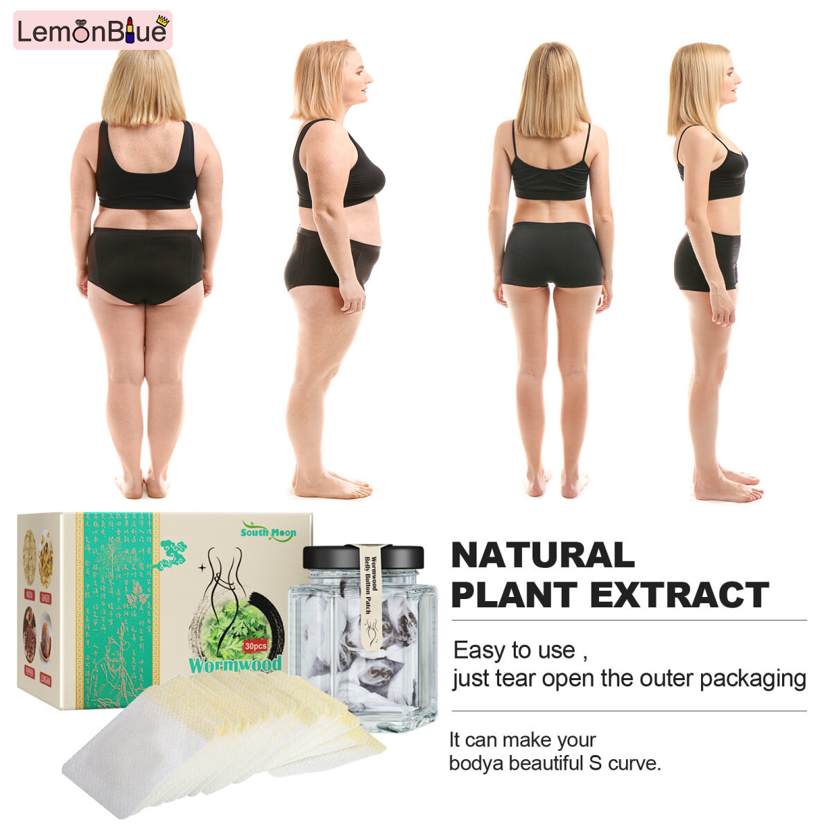 Gambar LemonBlue Mugwort Belly Patch Wormwood Sticker Body Shaping Patch Fat Burning Patch Natural Effective For Women Men Chinese Slimming Patch Mugwort Belly Patch