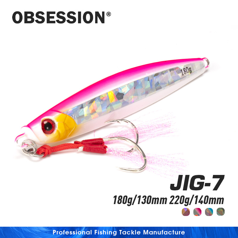 Obsession 180g 220g mồi kim loại chậm mồi jig phát sáng mồi câu cá mồi nhử rơi chậm jigs mồi câu cá dụng cụ mồi nhử nước mặn