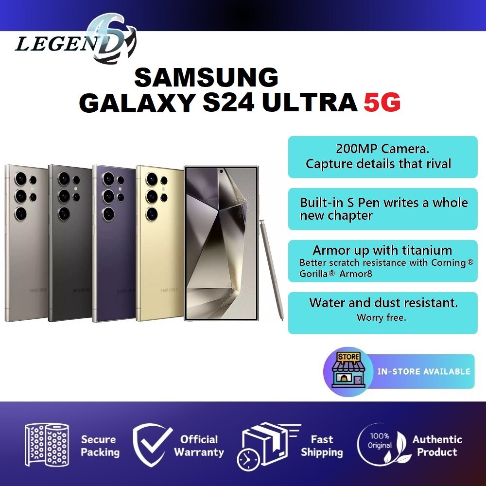 Samsung Galaxy S24 Ultra 5G (12GB RAM+256GB/512GB ROM) Original Smartphone Samsung Malaysia Warranty