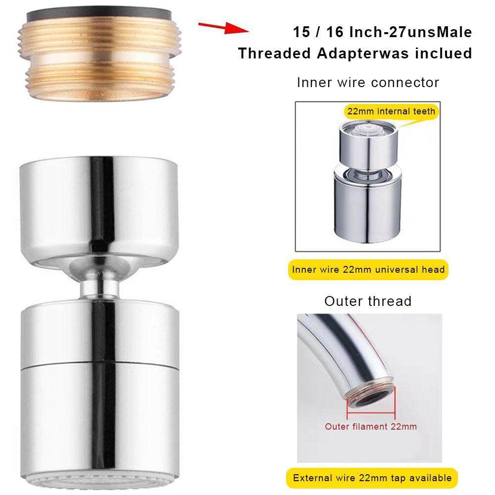 Nicetoempty Kitchen Bathroom Sink Aerator 360 Degree Rotatable