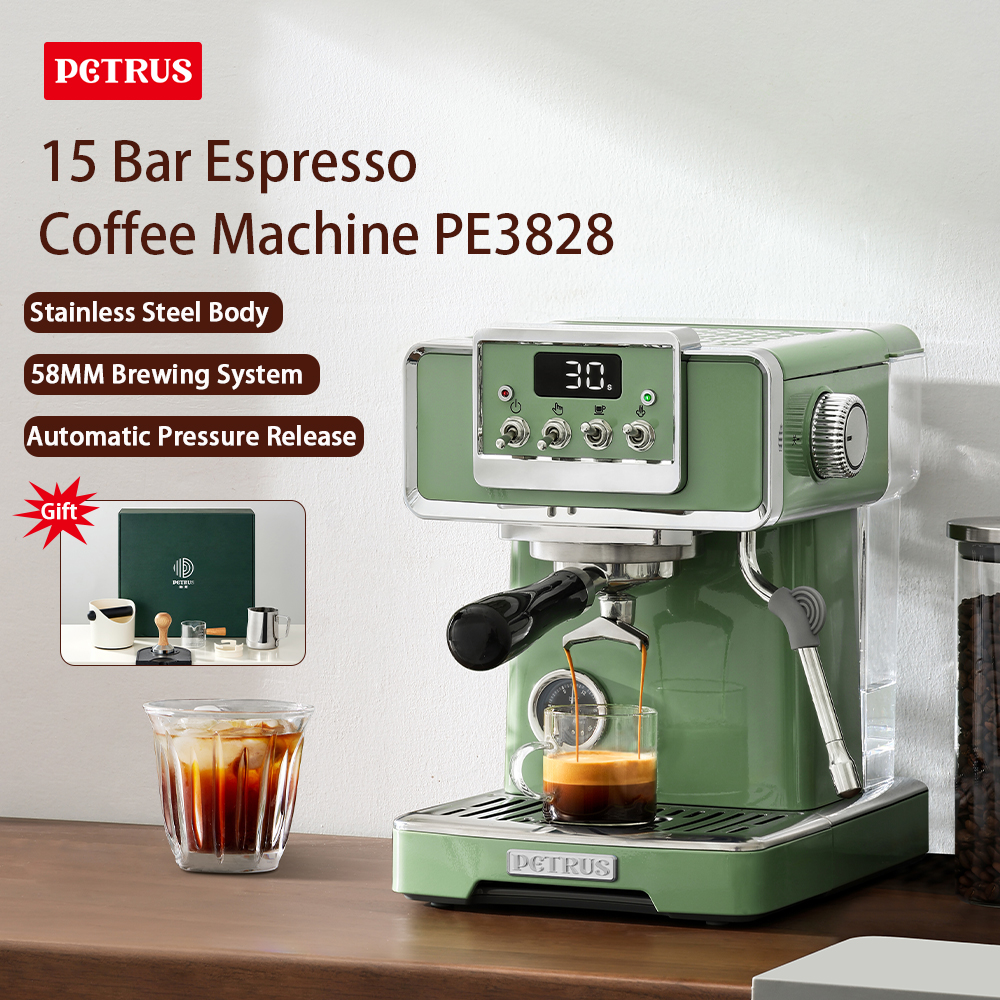 Petrus Coffee Machine Espresso Coffee Machine 58mm/20 Bar Espresso Maker with Milk Frother Steam Wand Cappuccino, Latte ราคา 6,199 บาท*ส่งฟรี