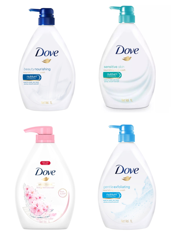 Gambar Dove Shower Gel (1L x 2) Beauty Nourishing  Sensitive Skin  Sakura Blossom  Gentle Exfoliating