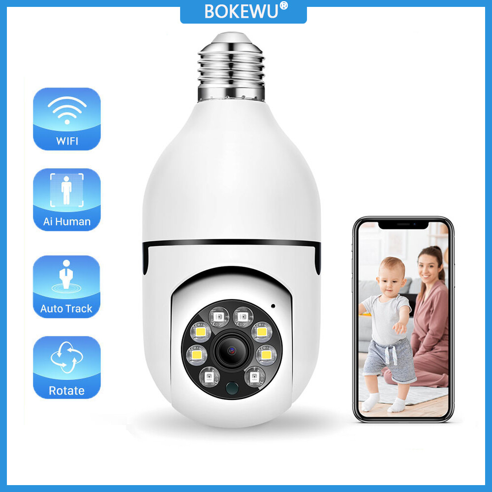 Bokewu e27 camera giám sát không dây 1080p camera ip theo dõi tự động camera cctv quan sát ban đêm wifi giám sát an ninh