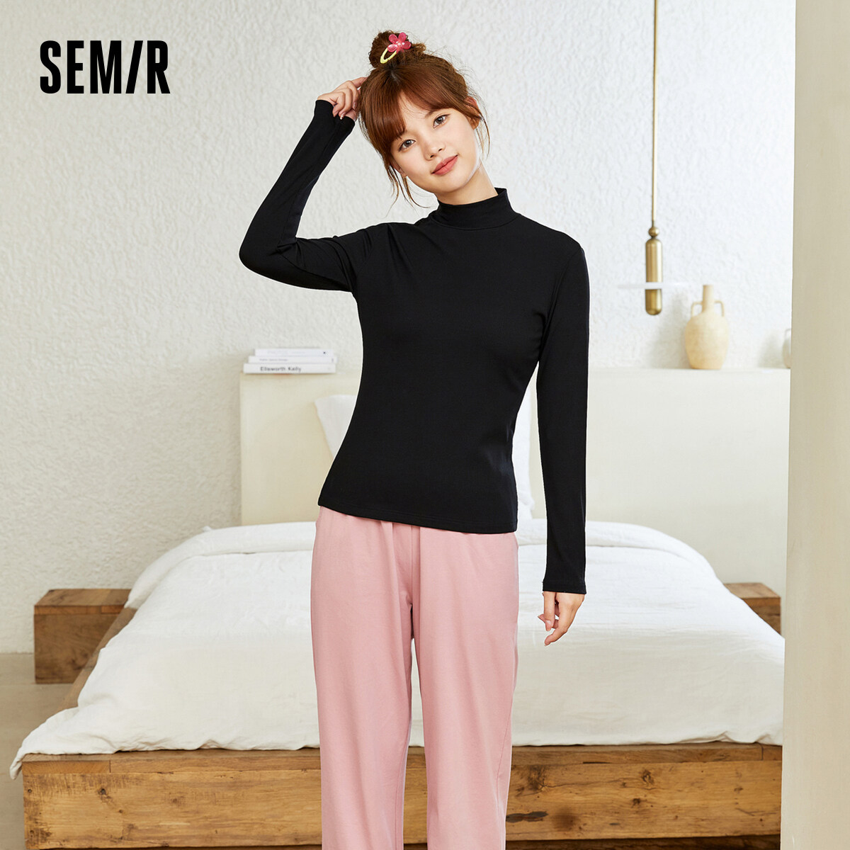 Semir Áo Mặc Trong Đồ Lót Nửa Cao Cổ Xuân Thu Cho Nữ Áo Thun Dài Tay Thời Trang Áo Mặc Trong Chải