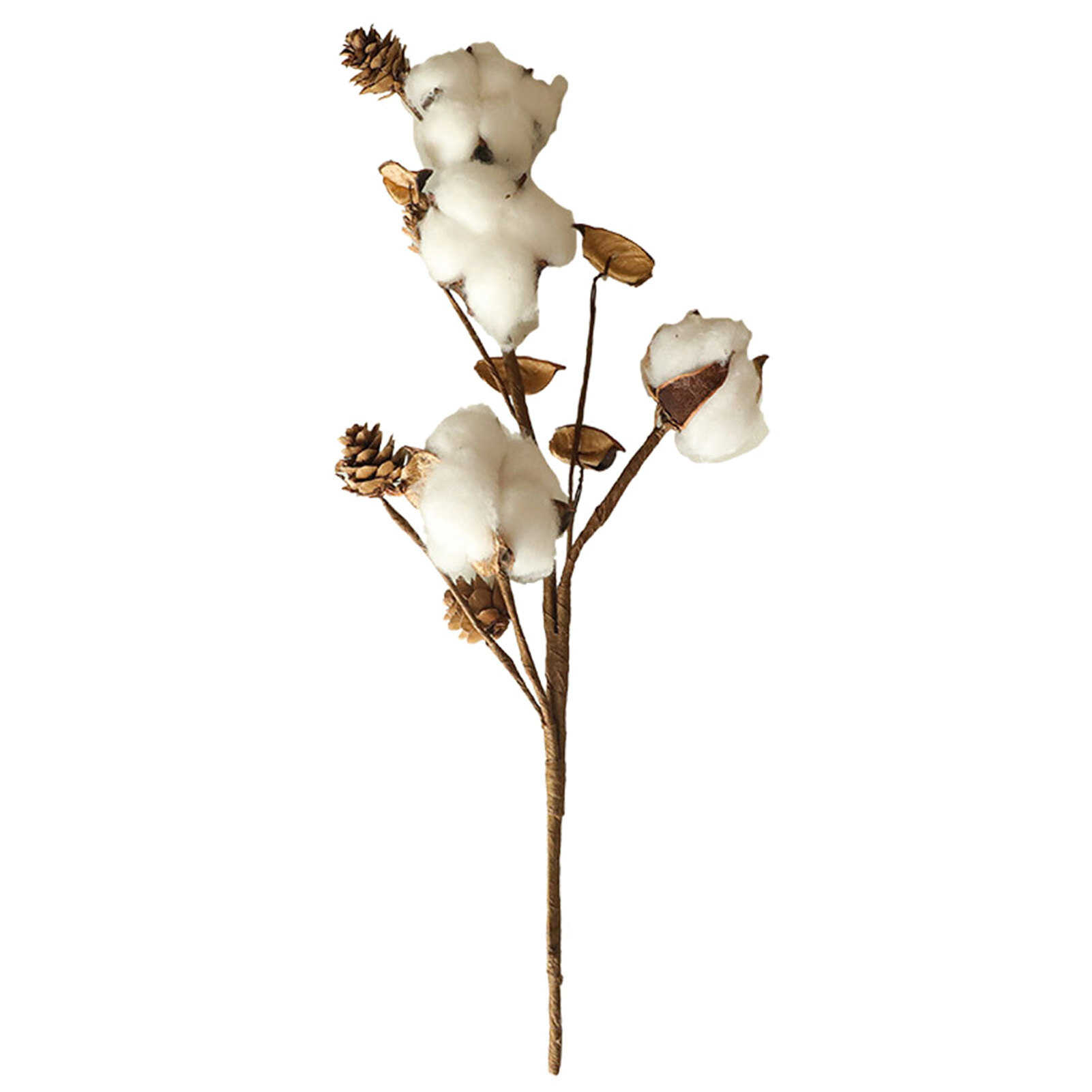 10 Heads Naturally Dried Cotton Stems Farmhouse Artificial Flower Filler Floral