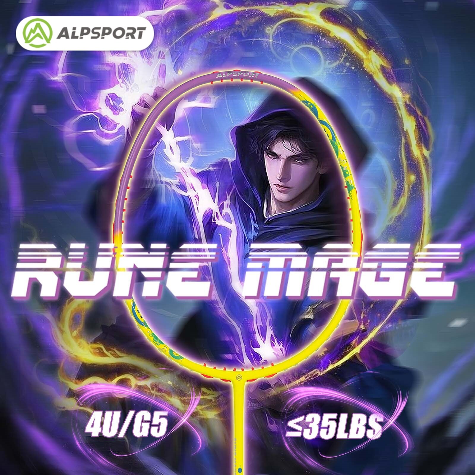  Alpsport Rune Master tấn công-Thiết kế vợt cầu lông: T800 sợi carbon 4U G5 Spec pre-xâu chuỗi 26lbs  căng thẳng phạm vi 22-35lbs  fwfs 