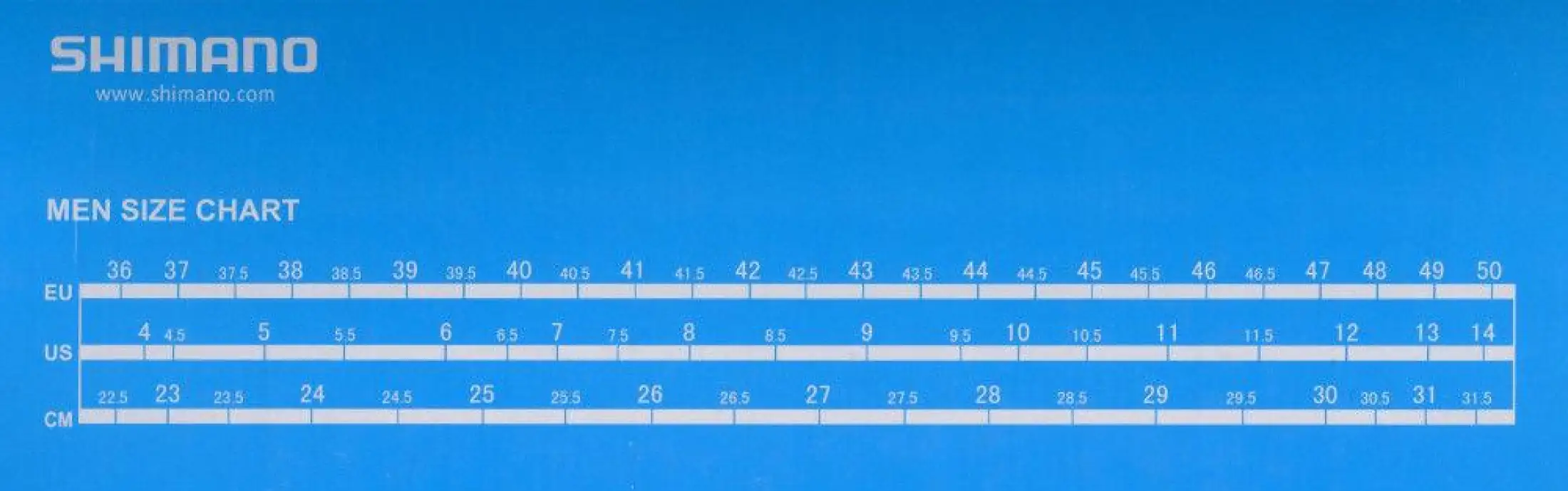 shimano shoe size chart width
