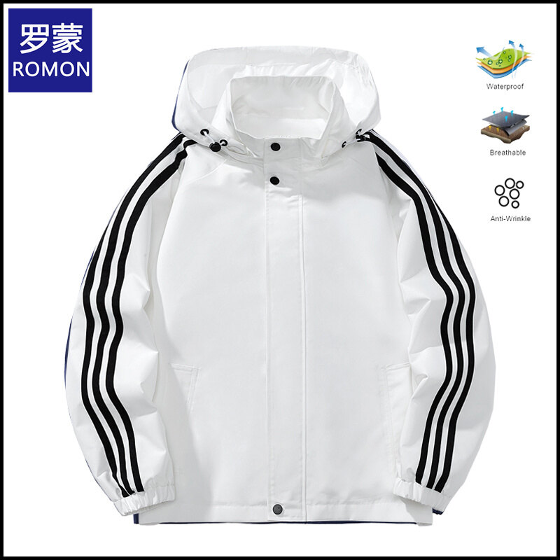ROMON Solid Color Spring and Autumn New Sports Coat Men's Casual Jacket Men's Spring Trend Waterproof Outdoor Jacket Men's Wear ราคา 418 บาท*ส่งฟรี