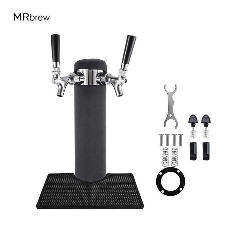 Gambar Homebrew Torre De Cerveza De Acero Inoxidable Cromado Con Grifo Doble Para Cerveza, Tapete De PVC Para Bar, Dispensador De Cerveza, Accesorios De Buena Calidad