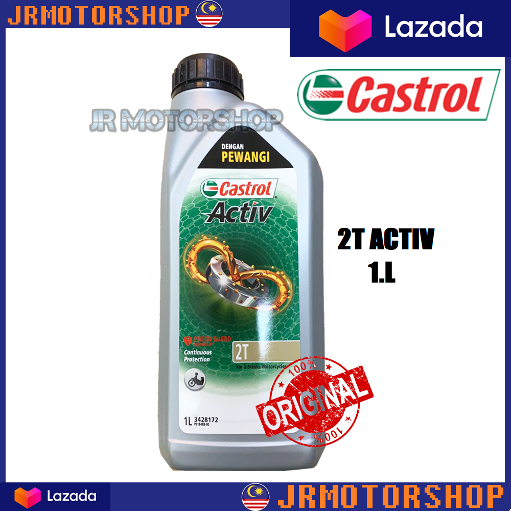 NEW PACKING 2T CASTROL ACTIV ACTIVE 1L 1 LITRE JASO FC ORIGINAL MINYAK ...