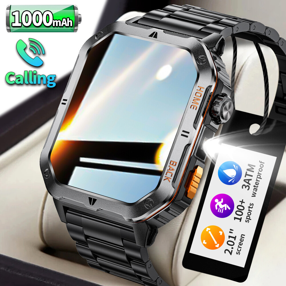 Lige Mới Đồng hồ thông minh Người Đàn Ông 2.01 "Màn hình HD cuộc gọi Bluetooth Bằng Giọng Nói Trợ Lý Đồng Hồ 1000MAh cực lớn Pin 3ATM Chuyên Nghiệp Không Thấm Nước thể thao ngoài trời Thông Minh Đồng hồ nam Cho IOS Android