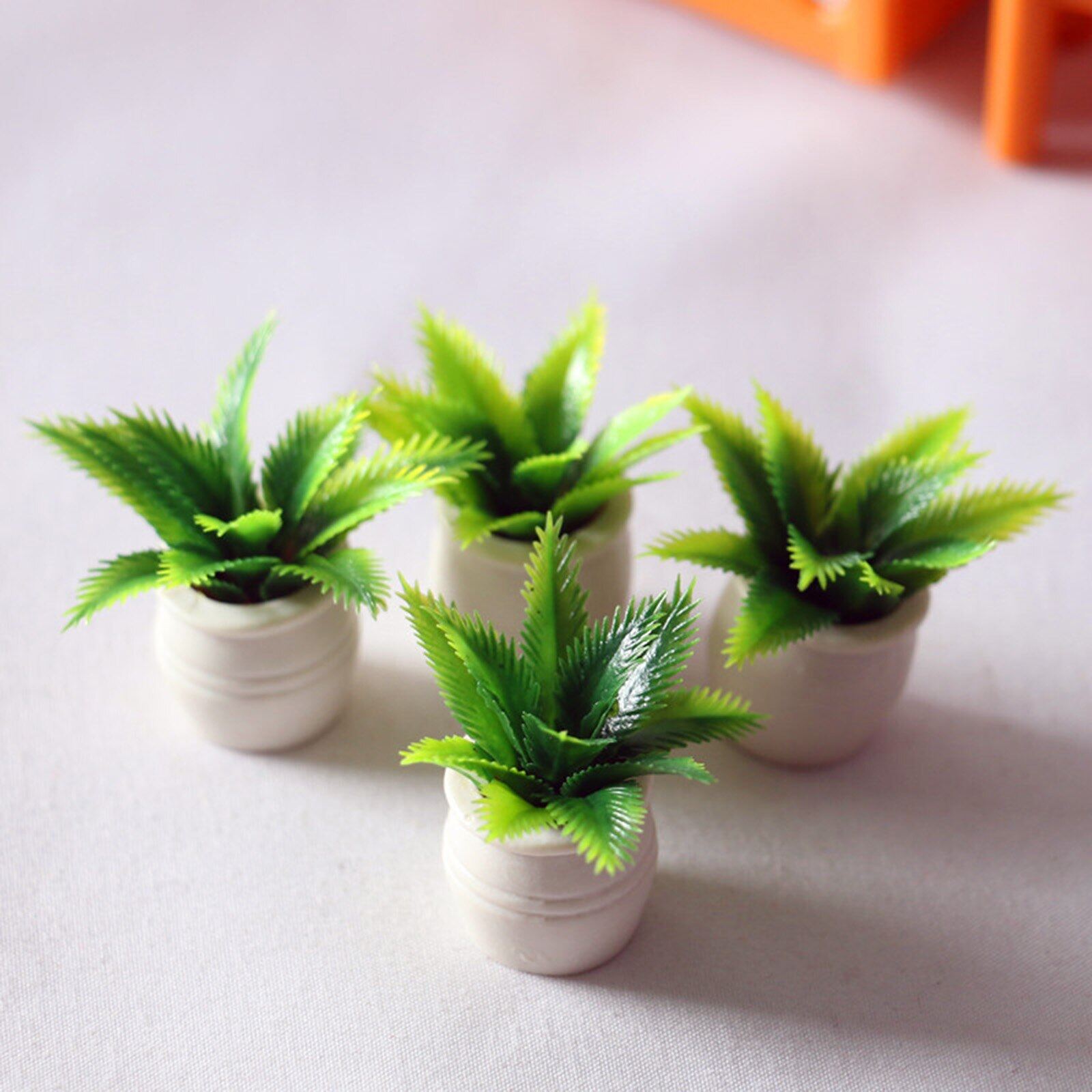 4pcs 1:12 Dollhouse Miniatures in Pot Tree Plants Model Decor Accessories