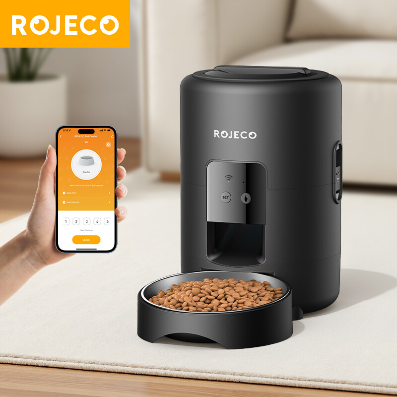 Rojeco Pet Tự Động Thông Minh Trung Chuyển Chó mèo vật định lượng thức ăn Wifi Nút Ứng Dụng điều khiển từ xa
