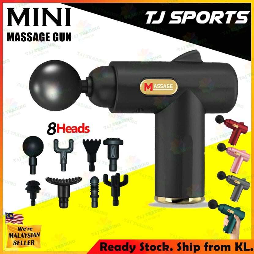 Gambar Portable Massage Gun Strong Power 8 Massage Heads Fascia Massage Gun High RPM Deep Penetration Vibration Gym Fitness Workout Pain Release Muscle Sour Release Massage Gun TJ Sports