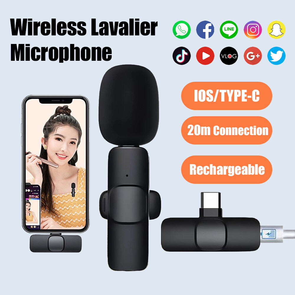 Wireless Lavalier Microphone Lapel Mic Mini Noise Cancelling Mic For Vlog Livestream Audio Video Record For Android IOS - ยี่ห้อ acouway ราคา 24 บาท*ส่งฟรี