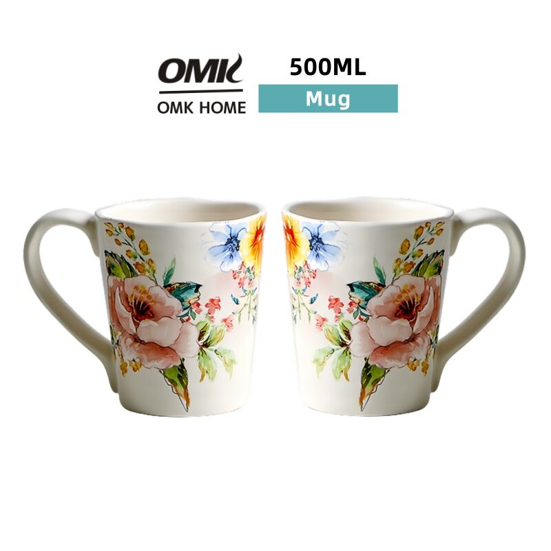 OMK Blue peony flower series 500ML Ceramic Mugs coffee cup ราคา 339 บาท*ส่งฟรี