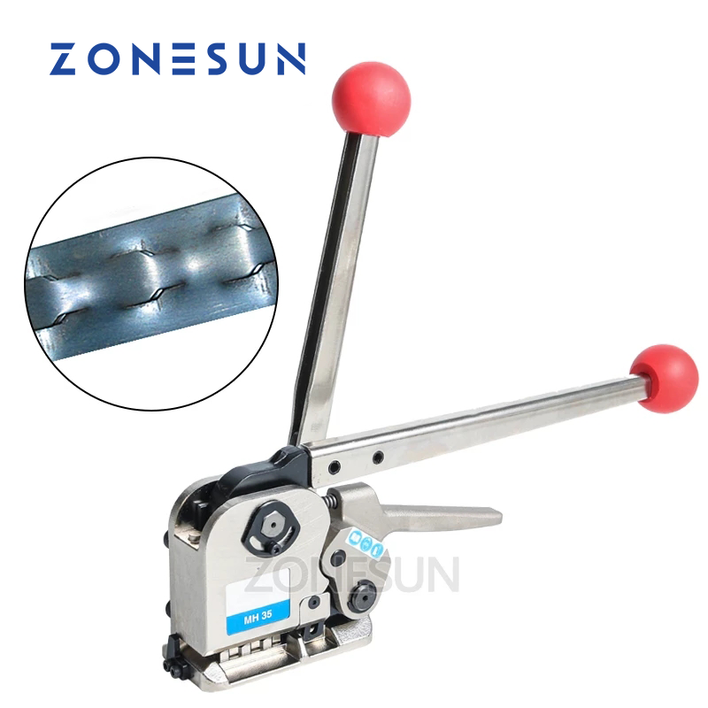 ZONESUN Handleiding Handheld Gesp Gratis Stalen Riem Omsnoeringsmachine StrapTool Voor breedte 16 19 25mm Stalen Band Machine - ยี่ห้อ ZONESEA ราคา 22,491 บาท*ส่งฟรี