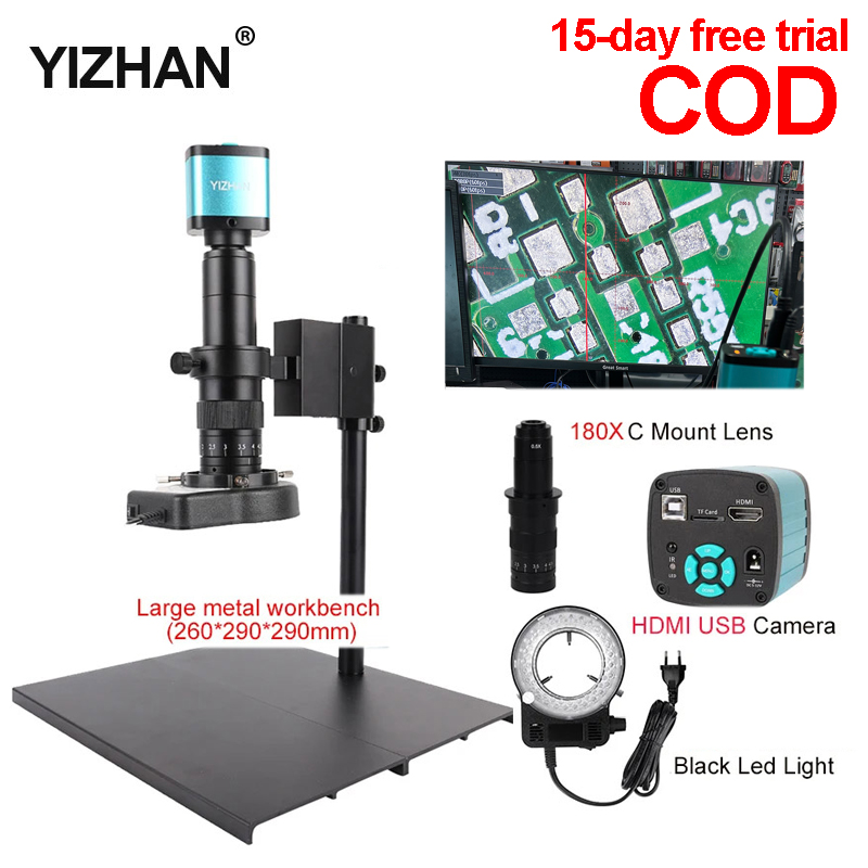 【COD+in stock】4K 48MP Video Microscope hdmi USB Industrial Microscope Camera 1-130X/150X/180X Zoom C Lens For Soldering Repair Image Collectio ราคา 3,999 บาท*ส่งฟรี