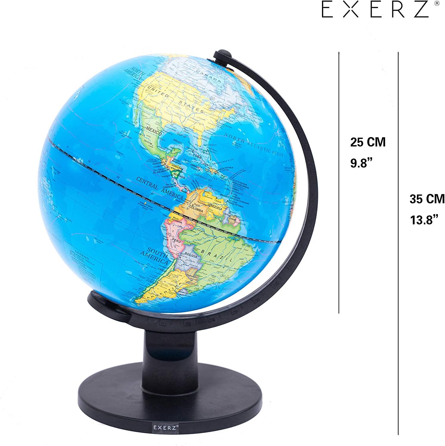25 cm Globe World Map ATLAS girevole con supporto educativo perfetto regalo UK 