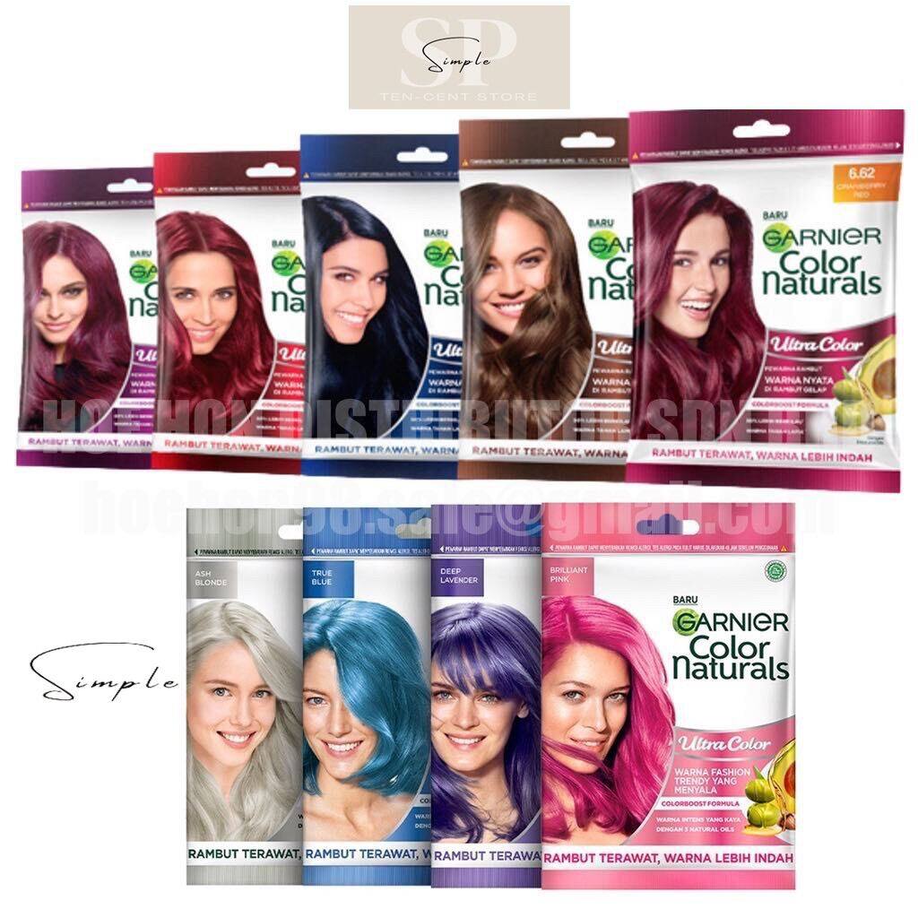 READYSTOCK]SIMPLETEN Garnier Color Naturals Ultra Hair Dye Colour Ash  Golden Brown Blonde Deep Lavender Pink True Blue 30g + 30ml Pack Sachet |  Lazada