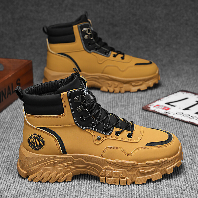 Safety shoes men work kasut getah lelaki untuk kerja ankle security ankle boots winter new style 2024 original lightweight waterproof anti-slip high cut men's shoes combat riding motorcycle martin boots for men