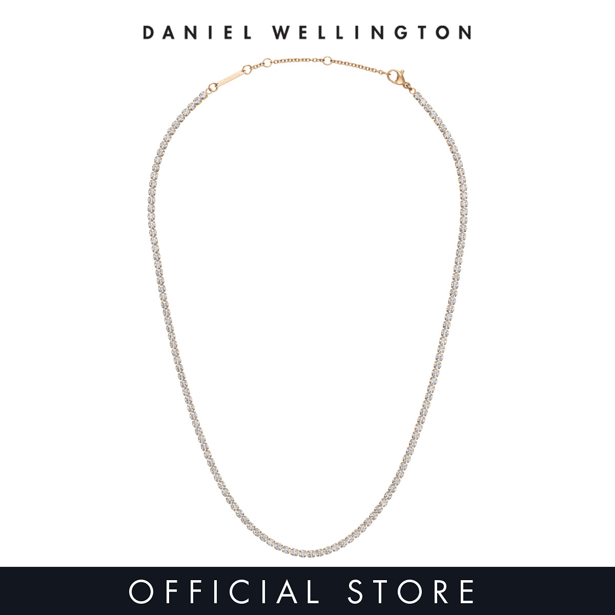 Daniel Wellington Classic Tennis Necklace Rose gold - Unisex Chain Necklace with crystals - Couple Chain Necklaces - Stainless steel Chain Necklace for Women and Men - DW Official - fashion casual