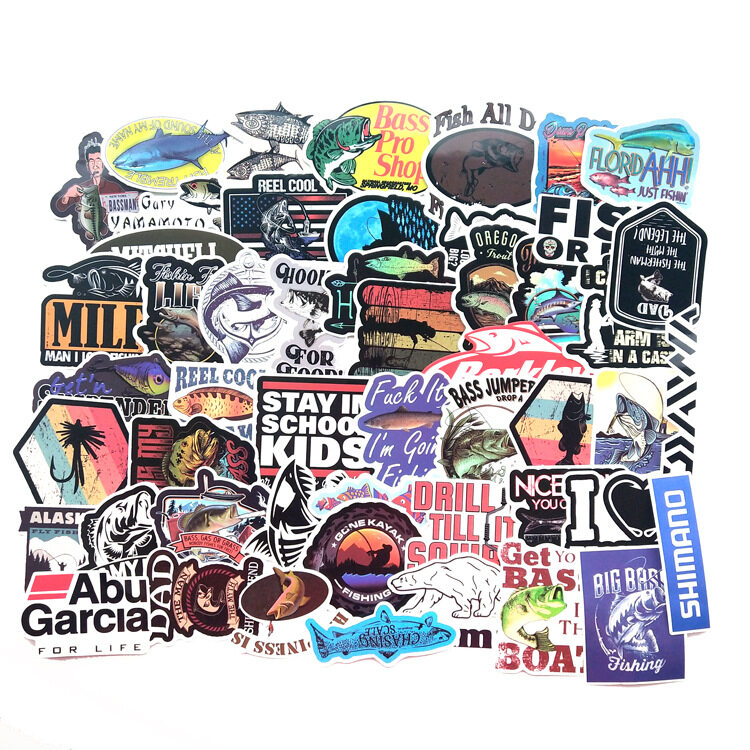 50PCS Funny Fisherman Go Fishing stickers For suitcase Freezer DIY  decoration Decals Car Sticker