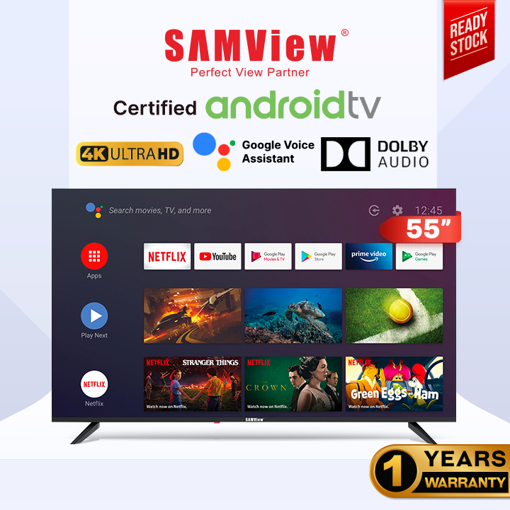 Samview 55" Licensed QLED Google tv with Bluetooth, Google Chromecast & Dolby Sound Harga 1,499 Ringgit*Penghantaran Percuma