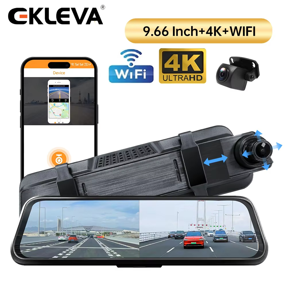 EKLEVA Car DVR Dash Camera FHD 4K Mirror Dual Cam 10.0 Inch IPS Touch Screen Rearview Mirror Recorder 170 Degree Wide Angle Driving Recorder ราคา 2,550 บาท*ส่งฟรี
