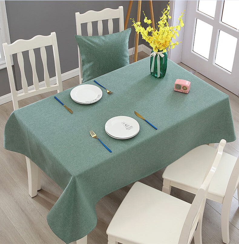 Gambar Simple Linen Tablecloth Fabric High End Thickened Nordic Cotton Linen Coffee Table American Primary Color Solid Color Tablecloth 140CM×140CM 140CM×180CM