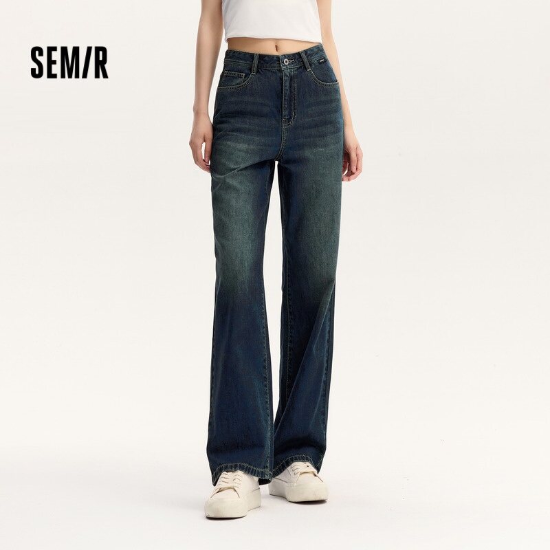 Semir [quần jeans senrou] Bộ sưu tập quần ống rộng dài cotton nguyên chất Thiết kế quần bò denim 2024 thu cho nữ phong cách thời trang Hong Kong dáng phẳng