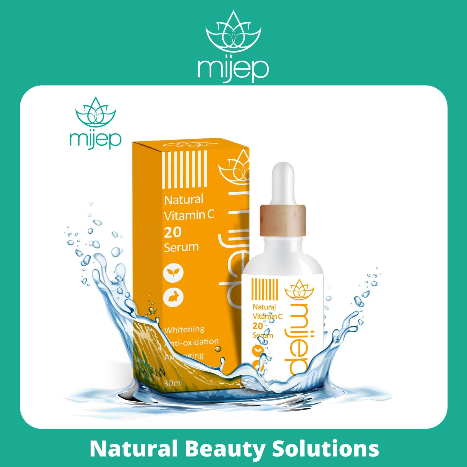 Gambar MIJEP Vitamin C Serum for Face   ORGANIC Natural Anti Aging Facial Serum, Powerful Skin Anti oxidant, Boosts Collagen, Whiten Skin, Fades Age Spots and Sun Damage (30ml) 20% Vitamin C