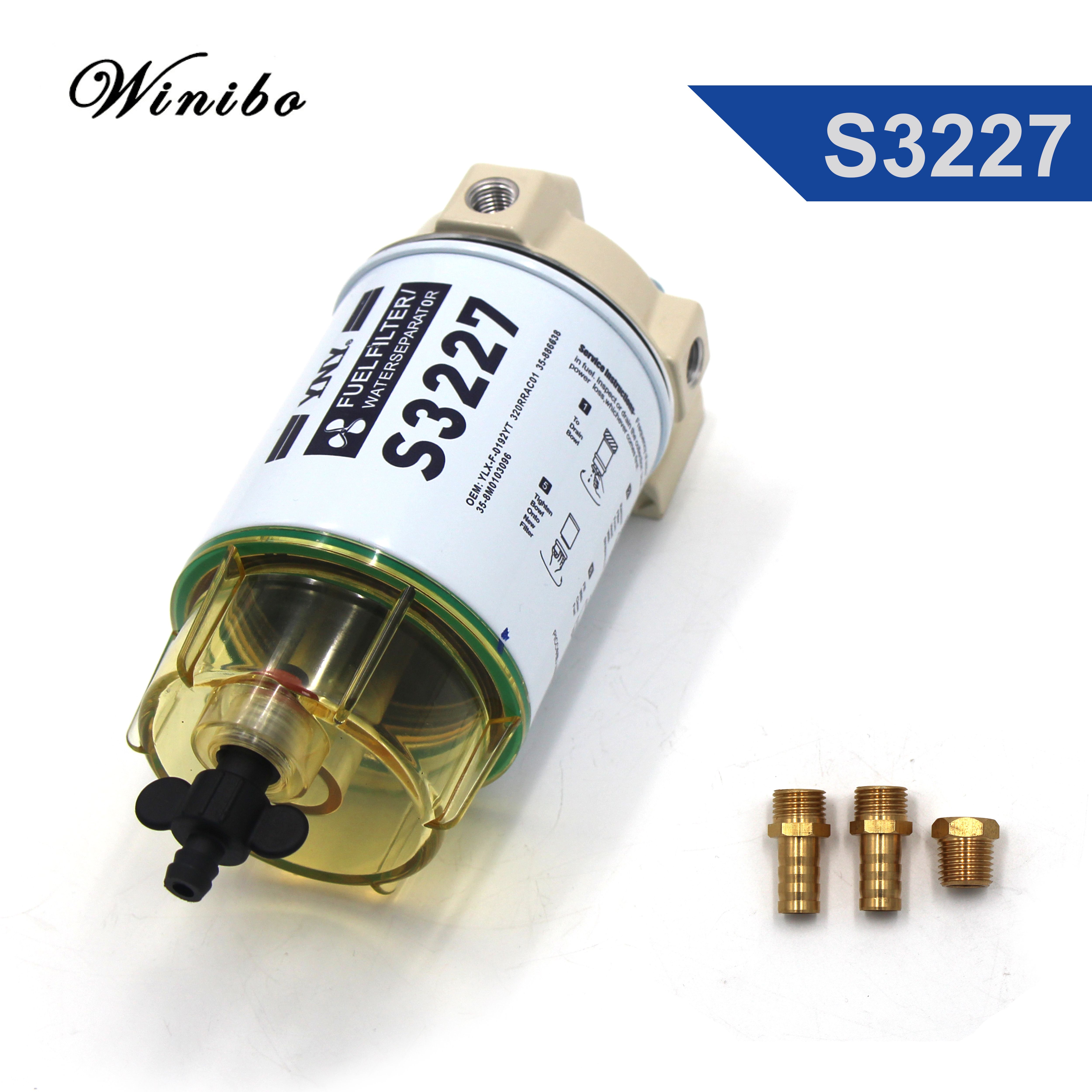 Winibo S3227 Fuel Filter Water Separator Complete Durable 1/4''-18 NPTF Port Compatible with Marine Outboard Racor 320R-RAC-01 with Clear Bowl Assembly ราคา 769 บาท*ส่งฟรี