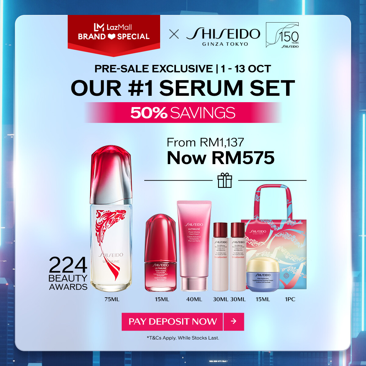 Gambar [150th Anniversary Pre Sale Exclusive | 1   13 Oct] Shiseido Ultimune Power Infusing Concentrate Serum 75ml Set RM575 (Worth RM1,137)