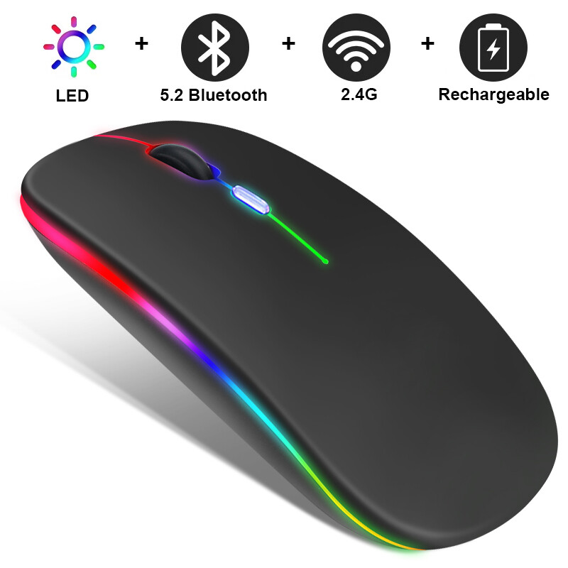 Chuột không dây chuột bluetooth có thể sạc lại rgb chuột chơi game công thái học có đèn nền led cho máy tính xách tay máy vi tính