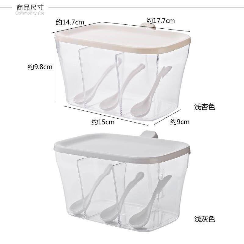 Gambar Seasoning box 3 grid one household three grid transparent seasoning box kitchen supplies salt shaker seasoning box seasoning box seasoning