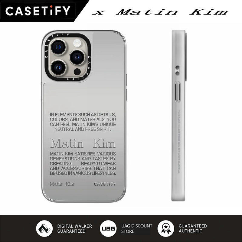 Casetify x matin kim gương bạc trường hợp với magsafe cho iphone 15 pro max / iphone 14 pro max / iphone 13 pro max / iphone 12 pro max / iphone 11 vỏ điện thoại bảo vệ bìa