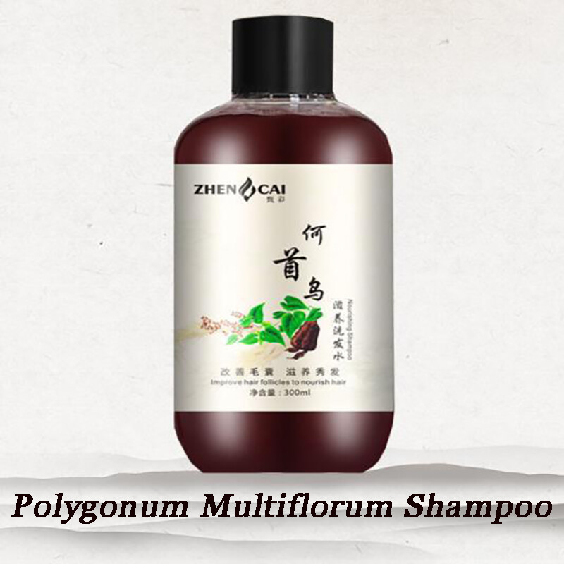 Gambar (????????) Covering White   Grey Hair Care Shampoo Plant Herbs Polygonum Multiflorum Hair Shampoo Anti dandruff Anti Hair Loss Moisturizing Refreshing Oil Control Thick Black Hair Care Shampoo 300ml
